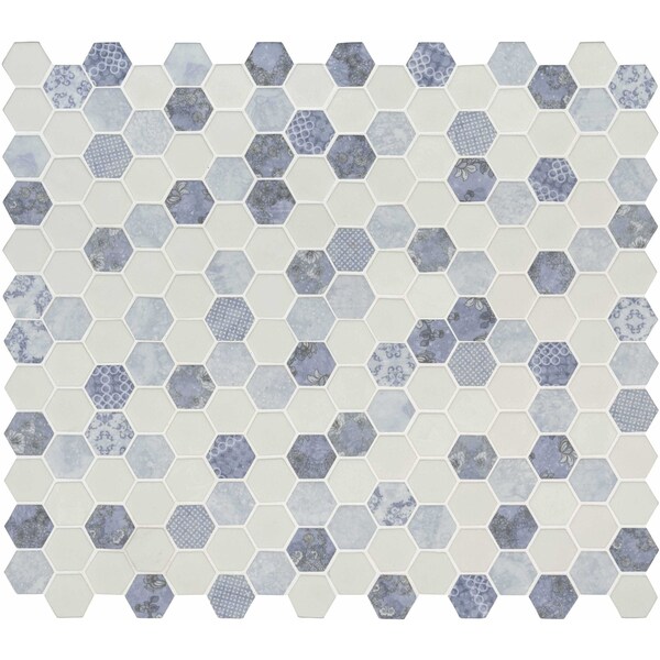 Msi Vista Azul Hexagon 12 In. X 12 In. X 6 Mm Glass Mesh-Mounted Mosaic Tile, 15PK ZOR-MD-0136 - main